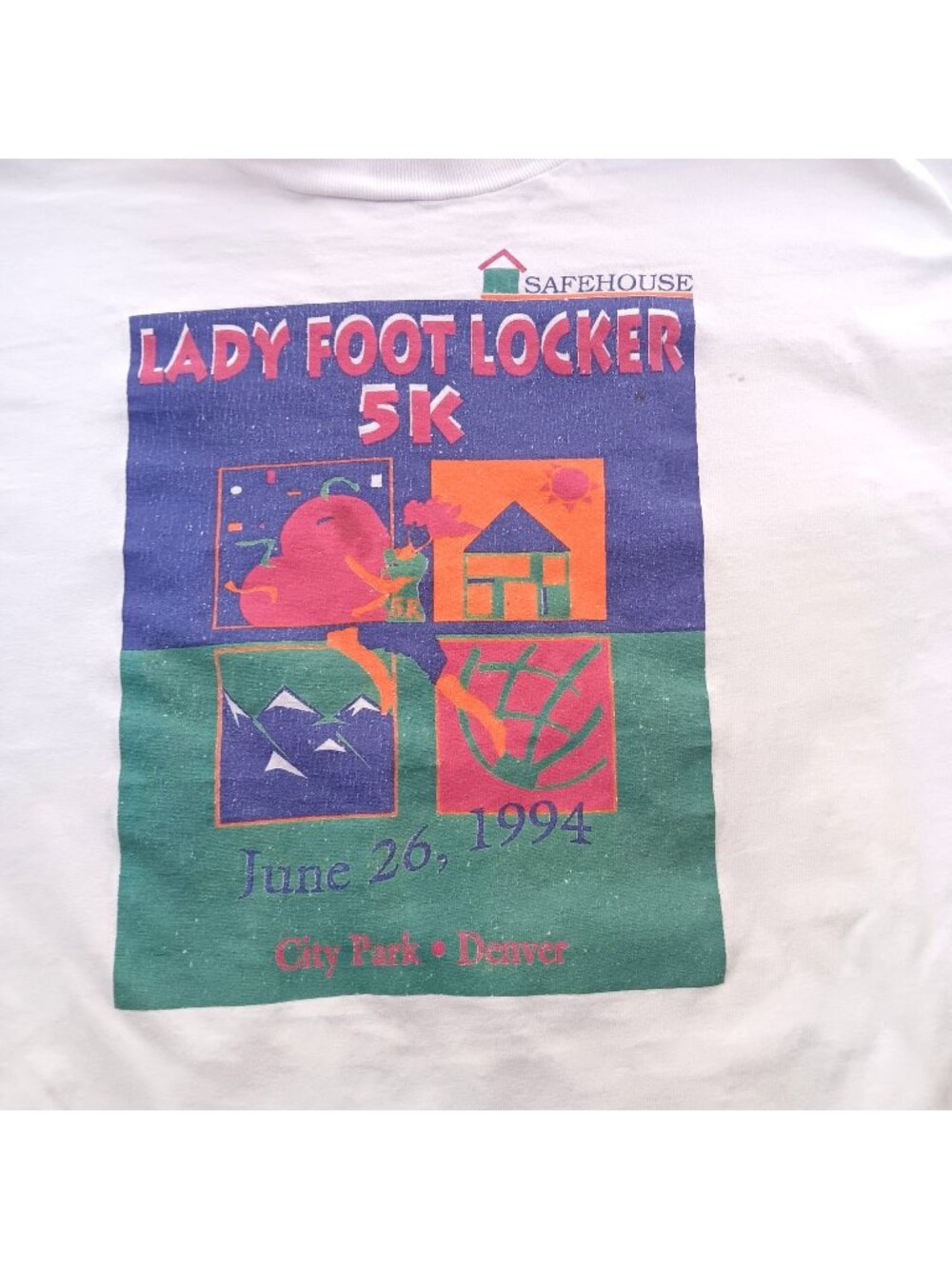 Vintage Single Stitch T-Shirt Large 1994 Lady Foot Locker 5K Safehouse Denver